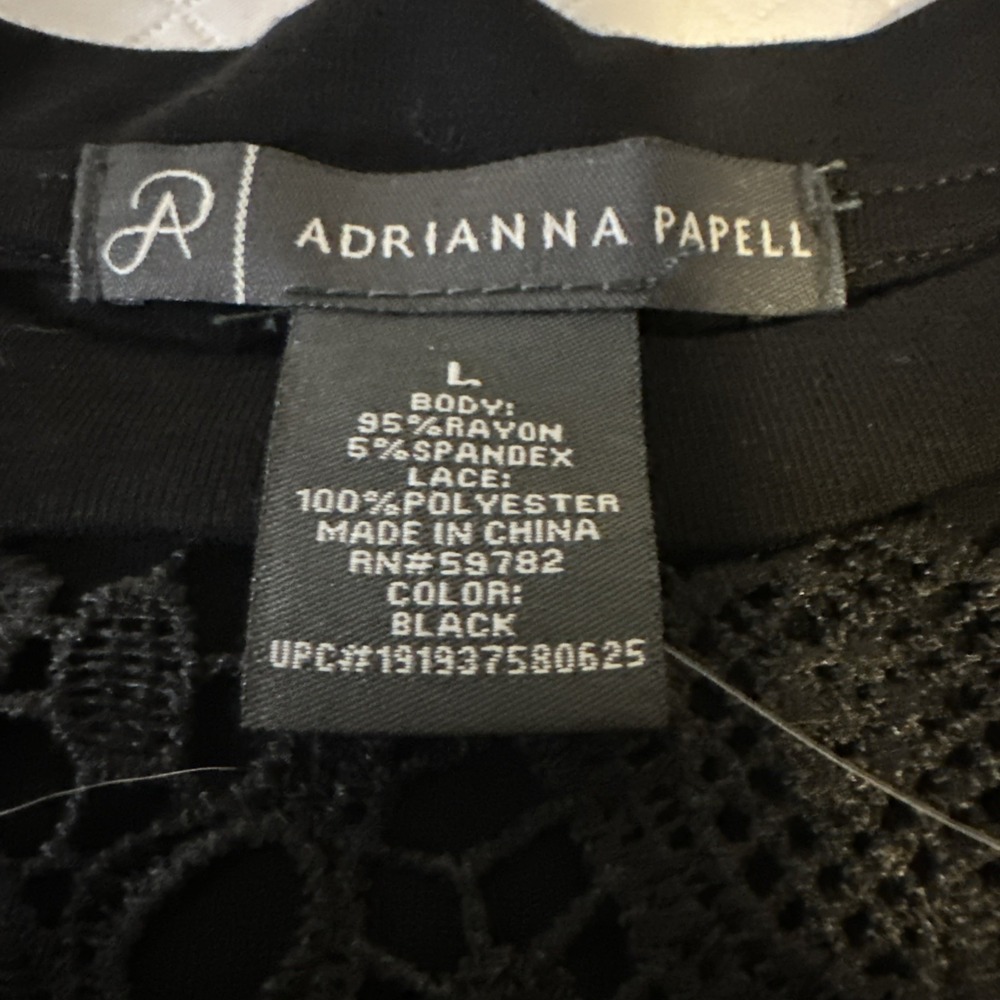 Adrianna Papell short sleeve black top lace sleeves  SZ L party romantic‎ - Picture 4 of 9